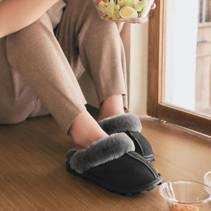 WaySoft Australian Sheepskin Womenâ€™s Slippers, 100% Shearling Wool, Hard Sole, Warm Fuzzy Indoor Outdoor - Image 4